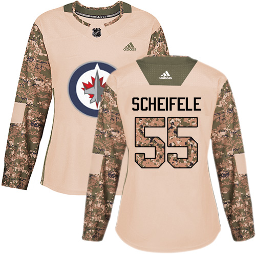 Adidas Jets #55 Mark Scheifele Camo Authentic Veterans Day Women's Stitched NHL Jersey